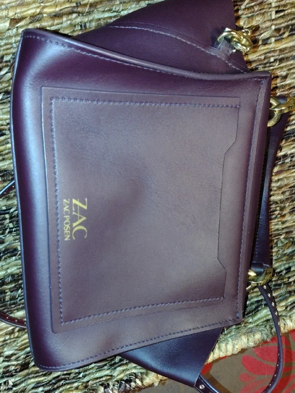 Designer Iconic Grommetted Crossbody Leather Top-Handle Satchel in Deep Plum